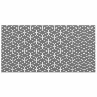 vidaXL Zunanji preproga Geometrični ARAKIL Siva in bela 500 x 250 cm