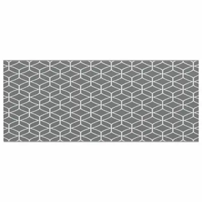 vidaXL Zunanji preproga Geometrični ARAKIL Siva in bela 600 x 250 cm