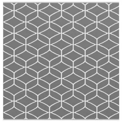 vidaXL Zunanji preproga Geometrični ARAKIL Siva in bela 300 x 300 cm