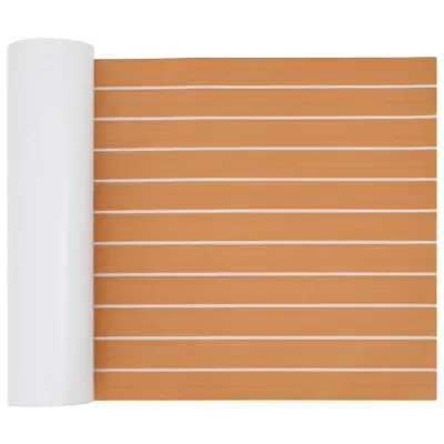 vidaXL Čolnska preproga Črtasto Rjava z belo 240 x 60 x 0,5 cm EVA