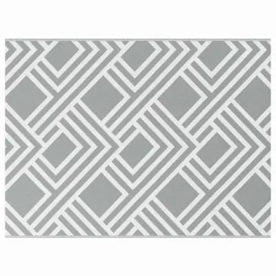 vidaXL Zunanji preproga Geometrični ARAKIL Siva in bela 400 × 300 cm
