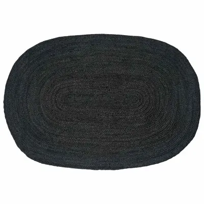 vidaXL Preproge za površine Ovalna Črna 100 x 152 cm Juta