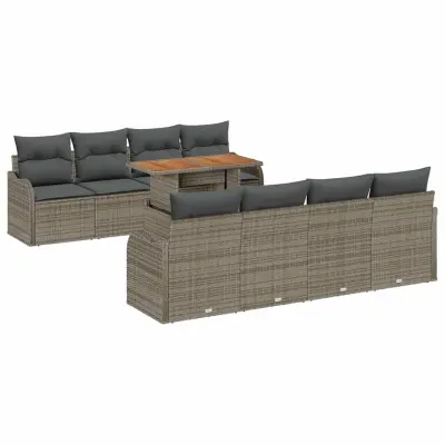 vidaXL Vrtna sedežna garnitura z blazino 7 pcs Siva