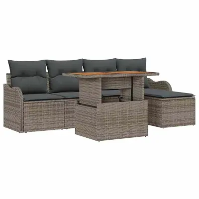 vidaXL Vrtna sedežna garnitura z blazino 6 pcs Siva