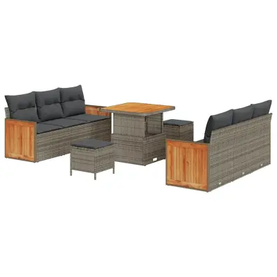 vidaXL Vrtna sedežna garnitura z blazino 9 pcs Siva