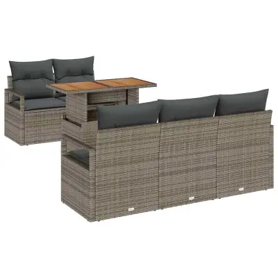vidaXL Vrtna sedežna garnitura z blazino 6 pcs Siva