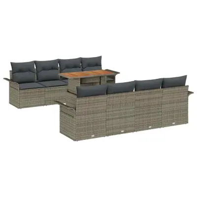 vidaXL Vrtna sedežna garnitura z blazino 7 pcs Siva