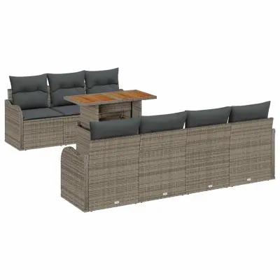 vidaXL Vrtna sedežna garnitura z blazino 8 pcs Siva