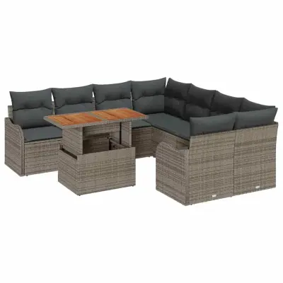 vidaXL Vrtna sedežna garnitura z blazino 7 pcs Siva