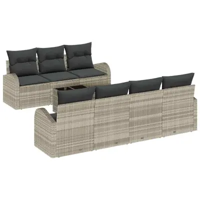 vidaXL Vrtna sedežna garnitura 8 pcs Svetlo siva in temno siva
