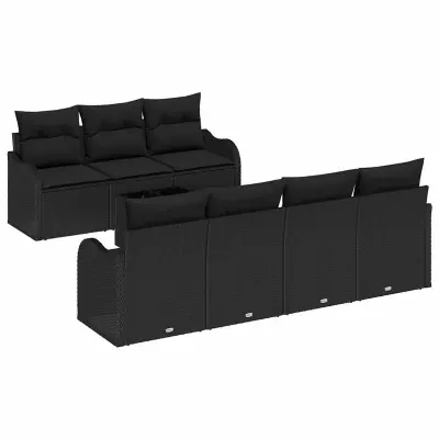 vidaXL Vrtna sedežna garnitura Črna 55 x 55 x 37 cm poli ratan