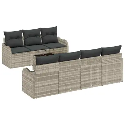 vidaXL Vrtna sedežna garnitura 8 pcs Svetlo siva in temno siva