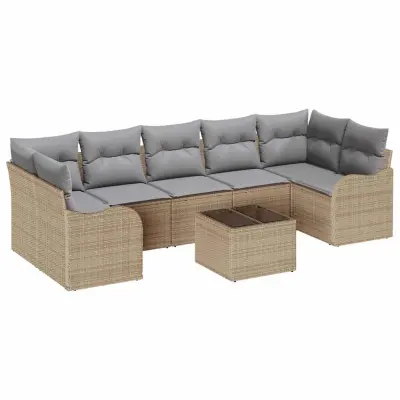 vidaXL Vrtna sedežna garnitura Bež 55 x 55 x 37 cm poli ratan