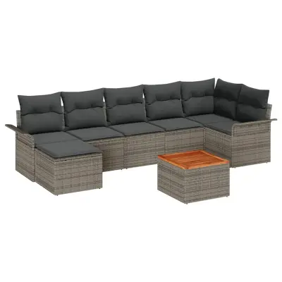 vidaXL Vrtna sedežna garnitura z blazino s shranjevanjem 8 pcs Siva