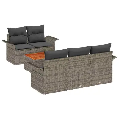 vidaXL Vrtna sedežna garnitura z blazino s shranjevanjem 6 pcs Siva