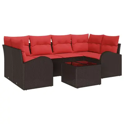 vidaXL Vrtna sedežna garnitura Rjava 55 x 55 x 37 cm poli ratan