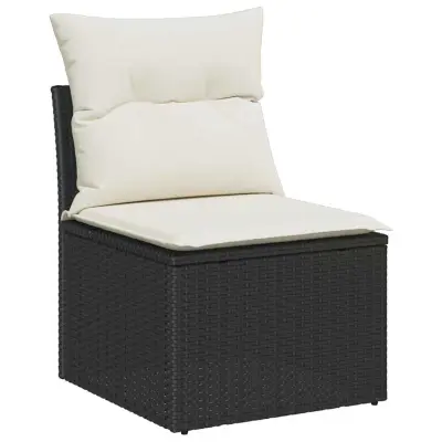 vidaXL Vrtna sedežna garnitura z blazino z blazino 12 pcs Črna in krem