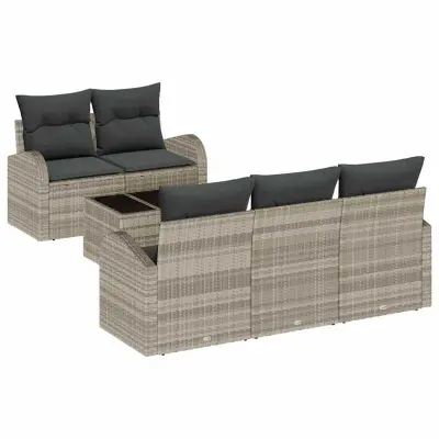 vidaXL Vrtna sedežna garnitura 6 pcs Svetlo siva in temno siva