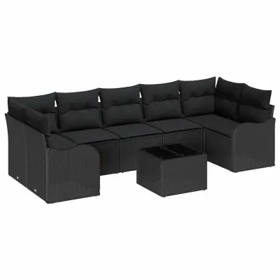 vidaXL Vrtna sedežna garnitura Črna 55 x 55 x 37 cm poli ratan