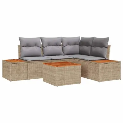 vidaXL Vrtna sedežna garnitura 5 pcs bež in svetlo siva Poly ratan