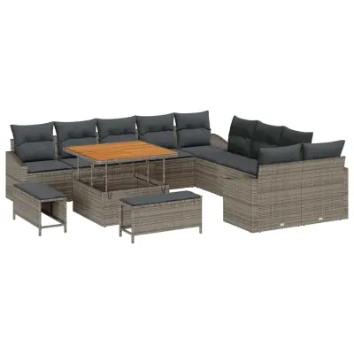 vidaXL Vrtna sedežna garnitura 13 pcs Svetlo siva in temno siva