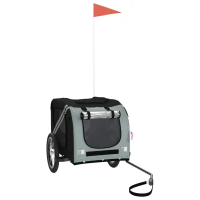 vidaXL Kolesarska prikolica za hišne ljubljenčke črna in siva