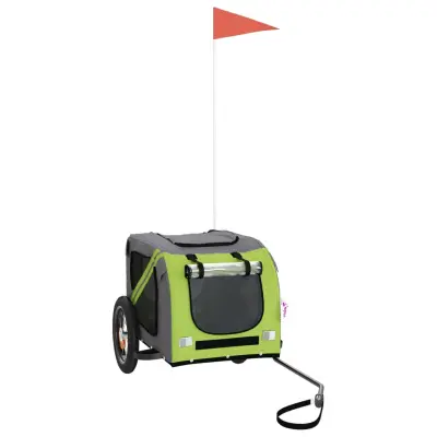 vidaXL Kolesarska prikolica za hišne ljubljenčke zelena in siva