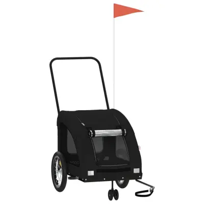 vidaXL Kolesarska prikolica za hišne ljubljenčke črna