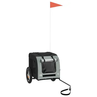 vidaXL Kolesarska prikolica za hišne ljubljenčke siva in črna