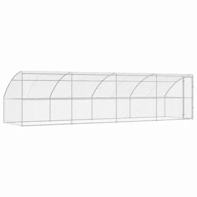 vidaXL Pasja lopa s shranjevanjem 4 pcs srebrna 8 x 2 x 2 m Jeklo