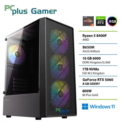 Namizni računalnik PCPLUS Gamer, Ryzen 5 8400F, 16 GB RAM, 1 TB SSD, RTX 5060 8 GB, W11H