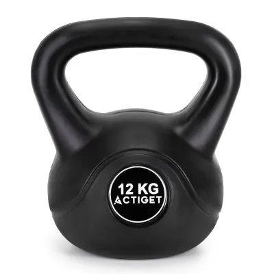 Kettlebell za vaje, 12 kg uteži, kettlebell za trening ABS, črna žoga