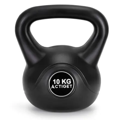 Kettlebell za vadbo, ročica ACTIGET 10 kg, kettlebell za trening ABS, črna žoga