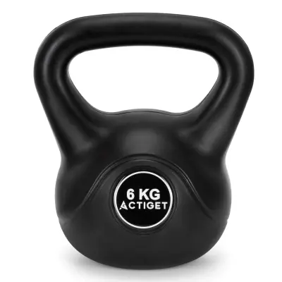 Kettlebell za vaje, 6 kg uteži, kettlebell za trening ABS, črna žoga