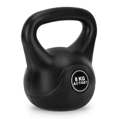 Kettlebell za vaje, 8 kg uteži, kettlebell za trening ABS, črna žoga