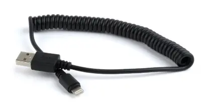 CC-LMAM-1.5M USB - Lightning spiralni kabel za sinhronizacijo in polnjenje za iPhone 1,5 m črn