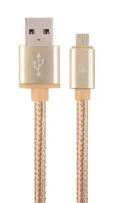 CCB-MUSB2B-AMBM-6-G bombažno pleten Micro-USB kabel s kovinskimi konektorji, 1,8 m, zlate barve