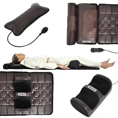 Masažna blazina z gretjem, 175x50 cm, 10 vibracijskih motorjev, daljinski upravljalnik, nastavljiva višina, rjava barva