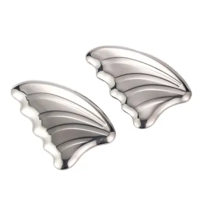 2 Kosa Krilate Ledene Obloge Gua Sha Plošče - Masažno Orodje iz Nerjavečega Jekla