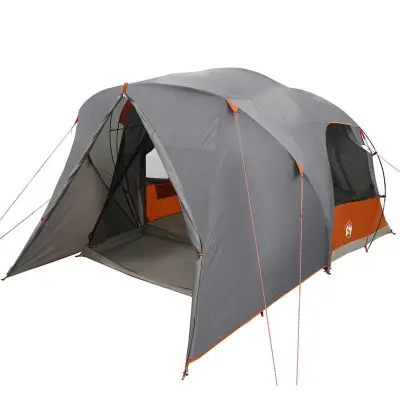 vidaXL Šotor z dome s streho Siva in oranžna 500 x 314 x 206 cm