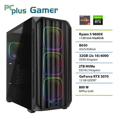 Namizni računalnik PCPLUS Gamer Ryzen 5 9600X, 32 GB RAM, 2 TB SSD, RTX 5070 12 GB|Gaming