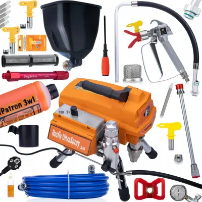 Rosfix Agregat malarski Rosfix Tornado RT4 UltraSpray 3000W 22MPA 3,2L/min+5X filtr 60+zbiornik 6l+filtr ompy+gniazdo do montażu+dysza 519+513+płyn