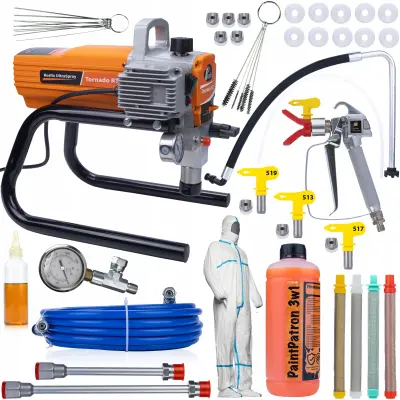 Rosfix Mega komplet Barvni agregat Rosfix Tornado RT1 UltraSpray 1800W 22MPA 2,2L/min z dodatki