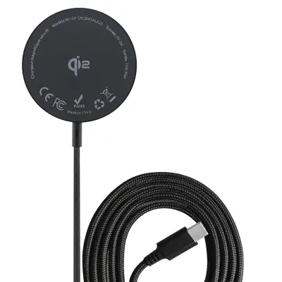 Samsung, 15W brezži?ni magnetni polnilec, združljiv s hitrim Qi2, ?rna