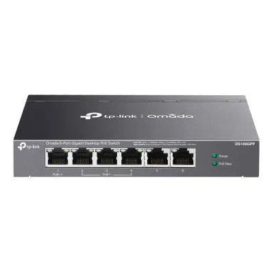 Mrežno stikalo TP-LINK Omada DS106GPP, 6-port gigabit, 3x PoE+, 1x PoE++ unmanaged