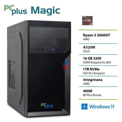 Namizni računalnik PCPLUS MAGIC R5 5600GT, 16 GB RAM, 1 TB SSD, W11P|Vsakdanja uporaba