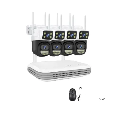Varnostni sistem za dom, 6MP ločljivost, dvosmerni zvok, vremensko odporna zasnova -8CH NVR in 4 Kamere -500g