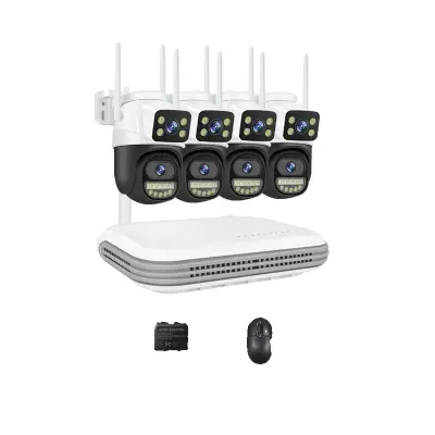 Sistem varnostnih kamer, 6MP ločljivost, tehnologija dvojne leče -8CH NVR in 4 Kamere -1T