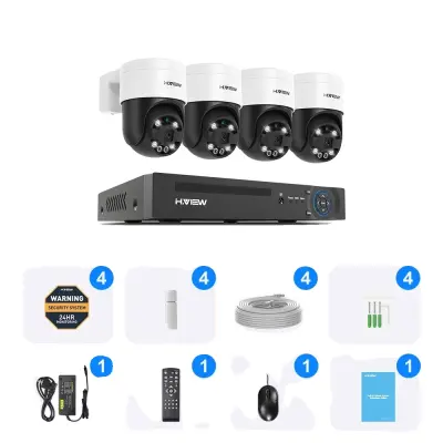 CCTV varnostna kamera, 4K ločljivost, AI zaznavanje ljudi -8MP 4PCS Kamere -None