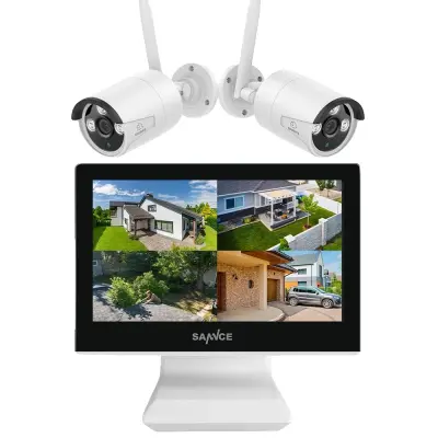 Brezžični varnostni sistem kamer, 10,1-palčni LCD monitor, 5MP ločljivost, H.264+ video kompresija -0TB